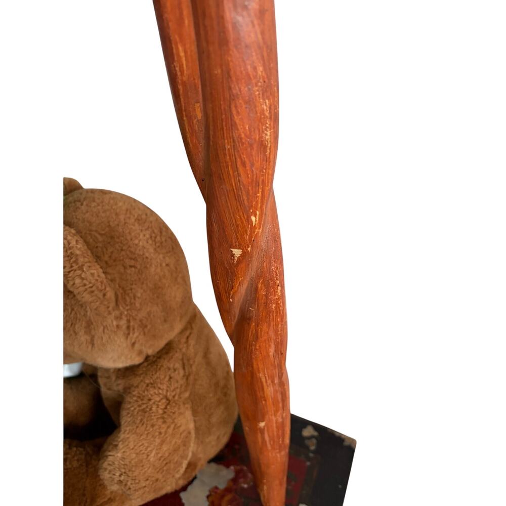 African Walking Stick Hand-Carved Bust, 37.5" Tall - Picture 6 of 11